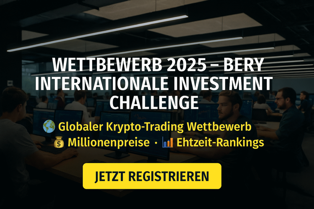 Wettbewerb 2025 – Bery Internationale Investment Challenge Banner mit globalem Krypto-Trading, Echtzeit-Rankings und Millionenpreisgeldern