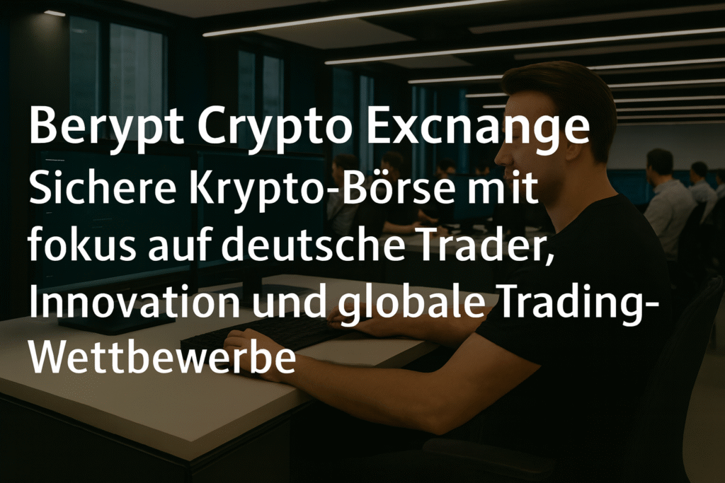 Professioneller Trader arbeitet in einem modernen Büro, Berypt Crypto Exchange präsentiert sicheren Krypto-Handel, Innovation und globale Trading-Wettbewerbe